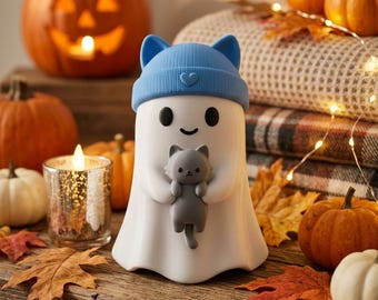 Kawaii Ghost Cat STL File | Halloween 3D Print Model (Digital Download)
