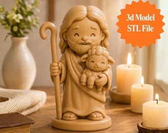 Jesus the Good Shepherd STL File – Peaceful Christian Decor