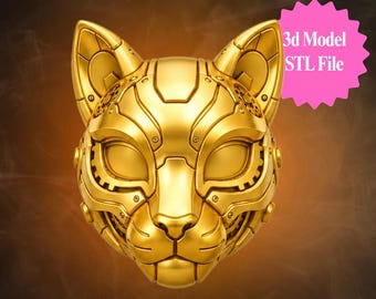 Steampunk Cat Mask STL 3D Print File, Futuristic