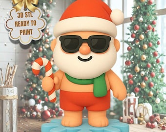 Beach Santa STL Figurine – Summer Christmas 3D Printable Decor (Digital Download)