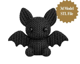 Knitted Bat STL | Gothic Plush Bat Figurine | Halloween Decor