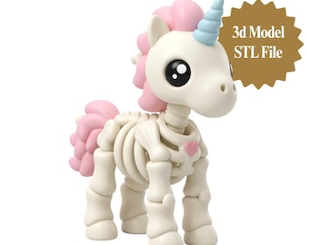 Skeleton Unicorn STL File | Pastel Gothic Fantasy Figurine (Digital Download)