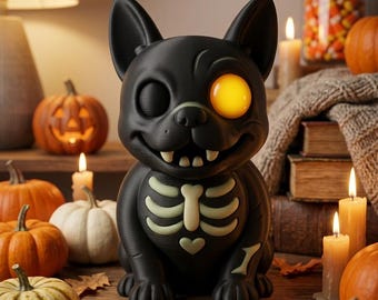 Skeleton Dog STL File | Halloween Printable Figurine | Gothic Decor