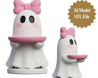 Ghost with Tray STL | Halloween Ghost Figurine (Digital Download)