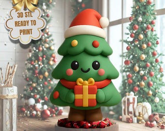 クリスマスツリーとギフトボックスのSTLフィギュア - 3Dプリントで作れる、華やかなホリデーデコレーション（デジタルダウンロード）