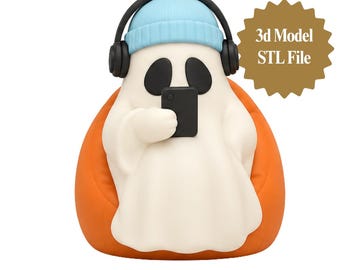 Lazy Ghost STL | Ghost with Headphones Figurine | Halloween 3D Print File