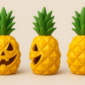 Tropical Halloween pineapple 3D printable decor with spooky face