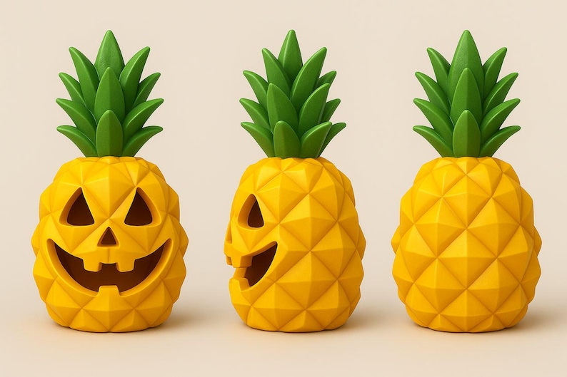 Tropical Halloween pineapple 3D printable decor with spooky face