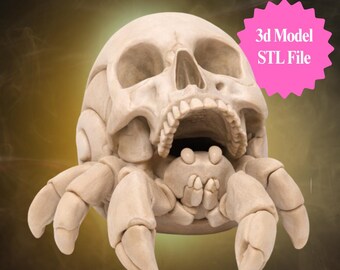Skull Crab STL File | Halloween Printable Figurine | Gothic Decor