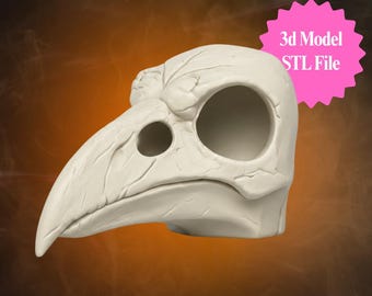 Bird Skull STL File, Gothic Bone Mask 3D Print, Raven-Inspired Halloween Prop, Digital Download