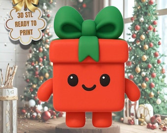 クリスマスギフトボックスキャラクターSTL – かわいい3Dプリントホリデーフィギュア（デジタルダウンロード）