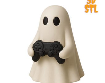 Gamer Ghost STL File | Halloween Printable Figurine | Geek Decor