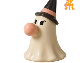 Witch Hat Ghost STL File | Halloween Printable Figurine | Spooky Decor