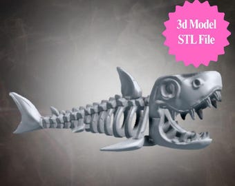 Skeleton Shark 3D Model STL File (Digital Download)