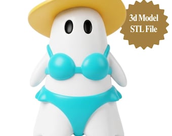 Bikini Ghost STL | Halloween Beach Ghost Figurine | Summer Vacation Decor | 3D Print File