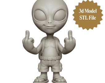 Chibi Alien Figurine STL File, Rude Sci-Fi 3D Printable Desk Statue (Digital Download)
