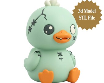 Chibi Zombie Duck STL File, Halloween Bird 3D Print Model (Digital Download)