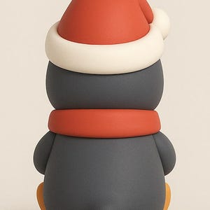 Kawaii Christmas penguin STL model holding a snowflake cookie