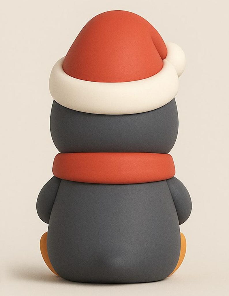 Kawaii Christmas penguin STL model holding a snowflake cookie