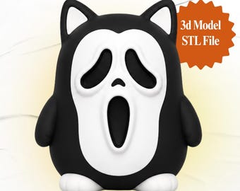 Ghost Mask Cat STL File | Spooky Halloween 3D Printable Decor
