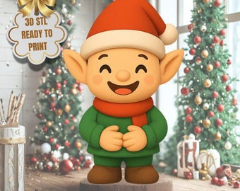 Christmas Elf STL Figurine – Chibi 3D Printable Holiday Character (Digital Download)