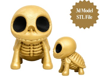 Skeleton Creature STL File, Chibi Bone Monster 3D Print, Fantasy Mini Figurine (Digital Download)
