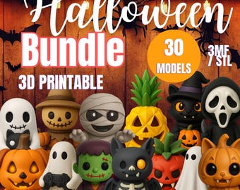 Halloween 3D Printable Bundle – 30 Kawaii STL Figures for Festive Spooky Decor (Digital Download)