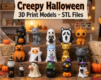 Halloween 3D Printable Bundle – 14 Spooky STL & 3MF Figures for Festive Halloween Decor