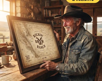 Custom Ranch Heritage Map | Personalized Family Ranch Art | Rancher Retirement Gift | Custom Cattle Brand Map Poster | Farm Land Estate Map