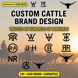 Custom Cattle Brand Design | Personalized Ranch Logo Monogram | Western Branding Iron Design | Livestock Cattle Brand Logo Maker