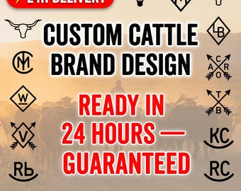 Fast Custom Cattle Brand Design | 24 Hour Ranch Logo Delivery | Rush Western Monogram | Hand Drawn Livestock Brand | Same Day Available