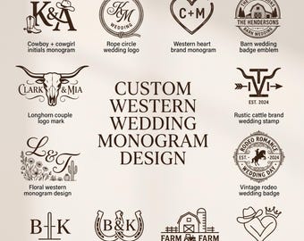 Custom Wedding Brand Monogram PNG | Western Wedding Logo | Couples Brand Design | Barn Wedding SVG Digital Download