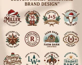 Custom Family Christmas Brand PNG | Personalized Holiday Ranch Logo | Western Christmas Card Art | Family Name Digital
