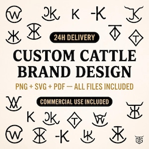 Fast Custom Cattle Brand Design | 24 Hour Ranch Logo | Quick Western Monogram | Same Day Cattle Brand | Rush Livestock Logo PNG SVG Ready