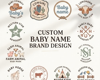 Custom Baby Name Brand PNG | Western Baby Shower Printable | Personalized Ranch Baby Logo | Digital Transparent PNG