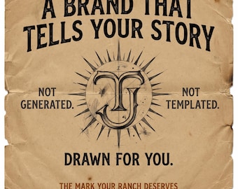 Hand Drawn Cattle Brand Logo Kit | Custom Ranch Branding Bundle, Business Card & Social Templates | Authentic Western Brand Identity