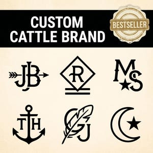 Cattle Brand Logo Maker |Custom Ranch Brand Design | Western Monogram for Cattle Hat Sign Apparel |Personalized Livestock Brand Digital File