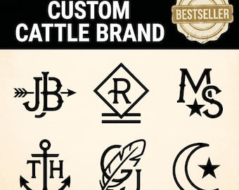 Cattle Brand Logo Maker |Custom Ranch Brand Design | Western Monogram for Cattle Hat Sign Apparel |Personalized Livestock Brand Digital File
