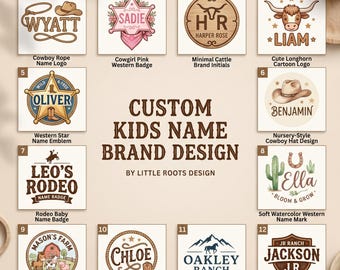 Custom Kids Name Brand PNG | Personalized Western Child Name Logo | Cowboy Cowgirl Nursery Art | Digital Download