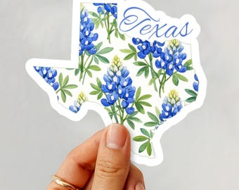 Texas Bluebonnet State Flower Sticker, Waterproof Vintage Botanical Floral Gift State Pride