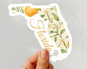 Sticker Florida oranjebloesem staat bloem, waterdicht vintage botanische bloemen cadeau State Pride