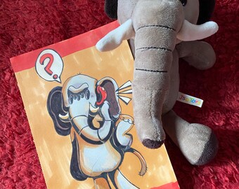 Weirdcore Upcycled Skeptical Elephant Plush