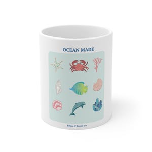 Ocean Made Ceramic Coffee Mug, Nautical Gift, Sea Life Decor, Beach Lover Cup, Coastal Kitchenware
