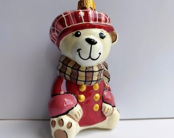 Teddy Bear Christmas ornament, Handmade tree decoration