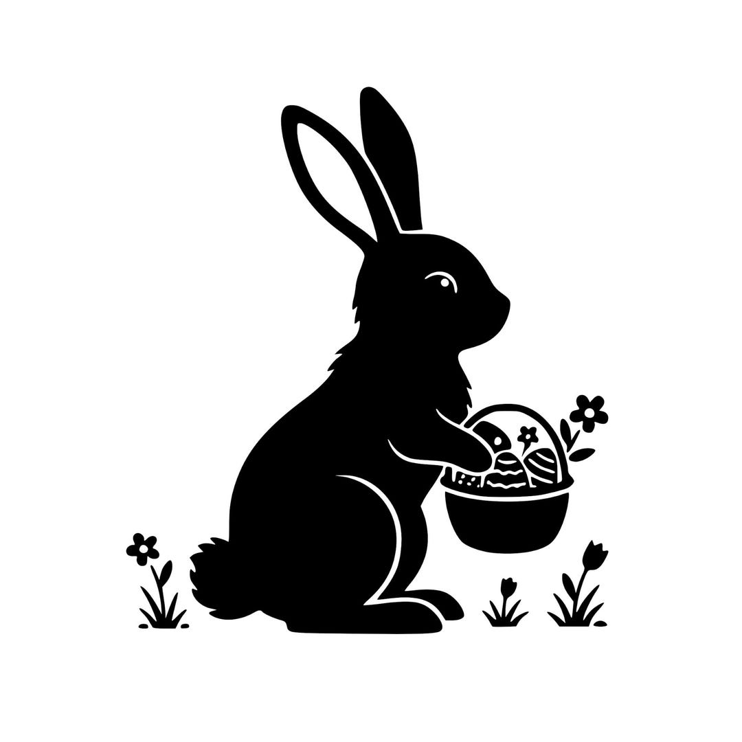 Easter Bunny Vector Svg, Bunny Silhouette Svg Png Design, Outline ...