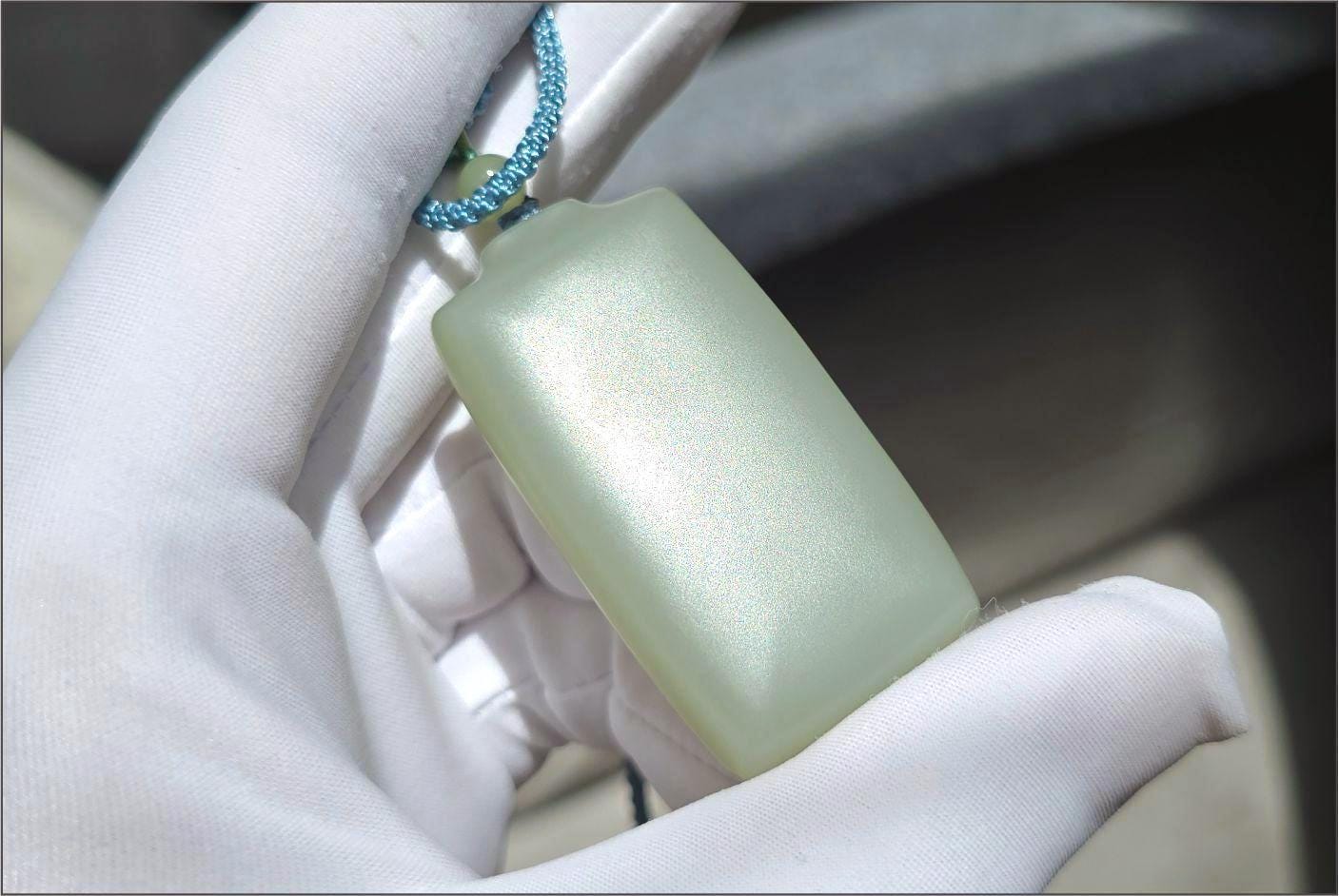 天然黄竜玉平安牌ペンダントと田玉无事牌ペンダント平安牌玉ペンダントR3 Certified Natural Blue Nephrite Jade Wu Shi Pai Pendant, 天然收藏