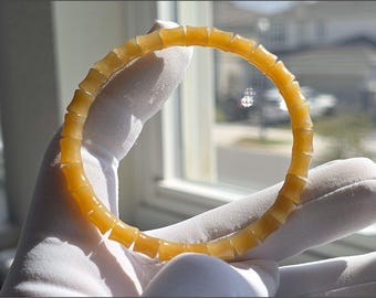 6mm, Certified Natural Golden Sugar Nephrite Jade Bamboo Bracelet, 天然黄金糖玉竹节手串