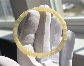 6mm Certified Natural Yellow with Sugar Nephrite Jade Bamboo Bracelet, 天然黄玉带糖竹节手串