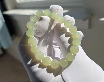 10mm, Certified Natural Icy Qingshui Nephrite Jade Bead Bracelet, 天然白冰晴软玉手串