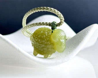 Certified Natural Greenish Yellow Nephrite Jade Carved Sheep Pendant, Natural Nephrite Jade Ram Pendant, 天然青黄玉雕刻小羊吊坠